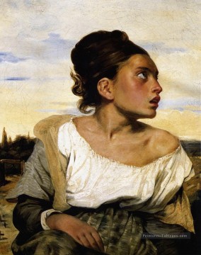  romantique Peintre - Fille Stead dans un cimetière romantique Eugène Delacroix